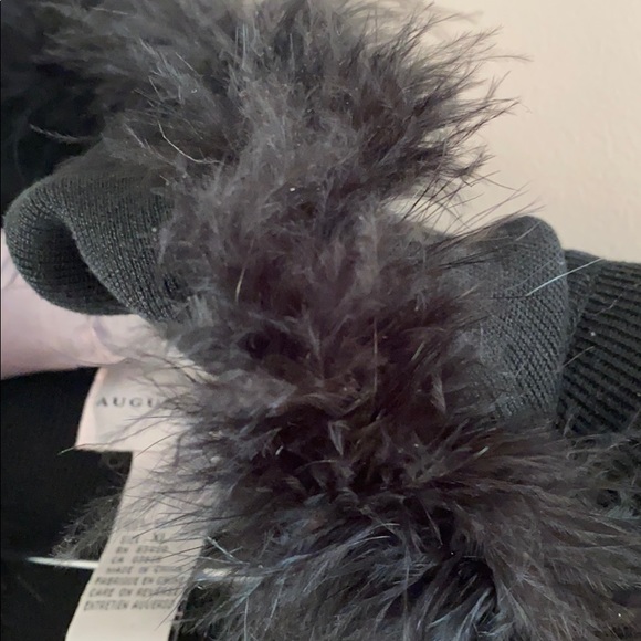 August Silk Black Hooded Sweater with fur trim - Picture 9 of 12